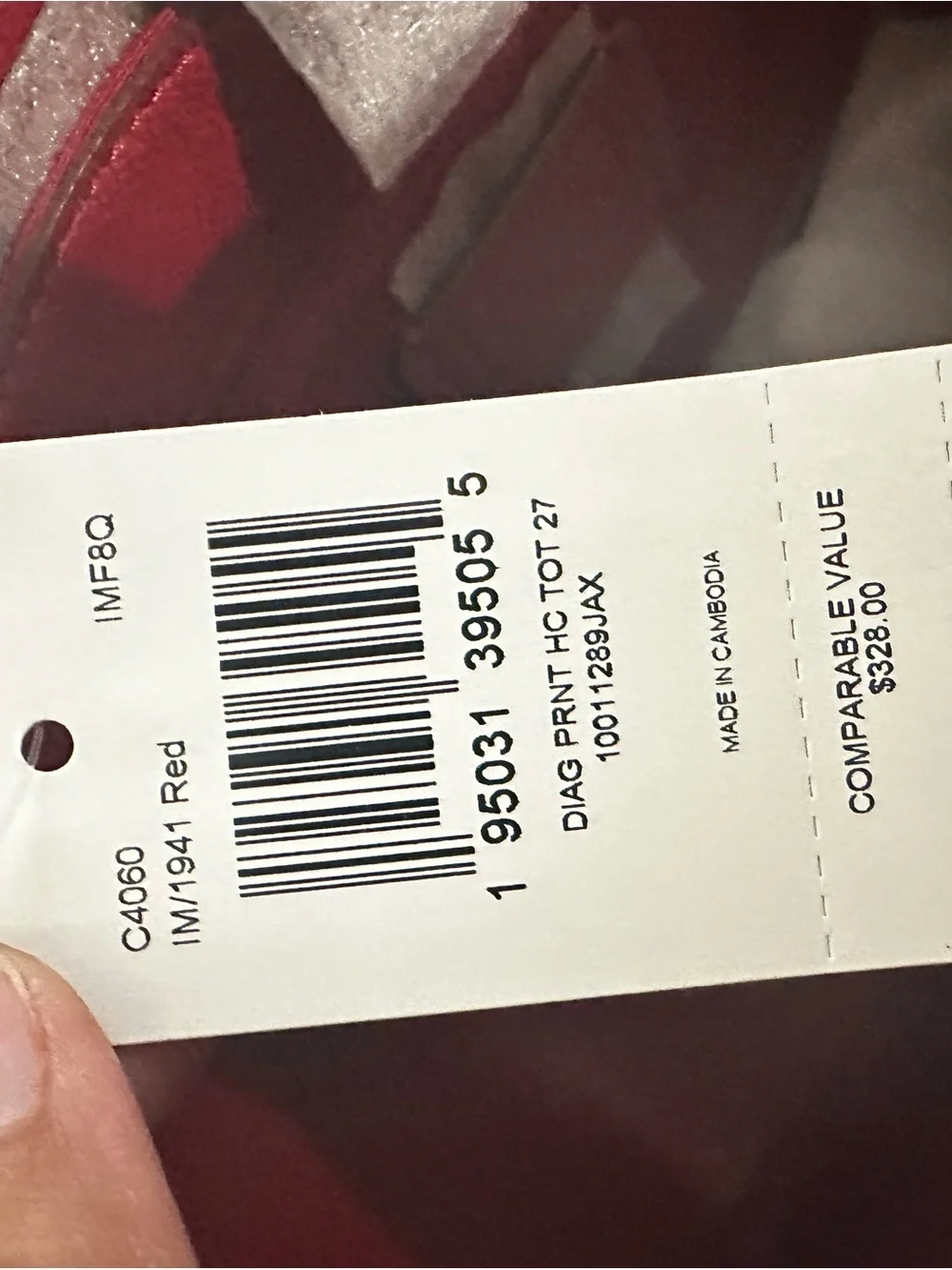 Coach Red Signature Monogram Tote with Gold Logo